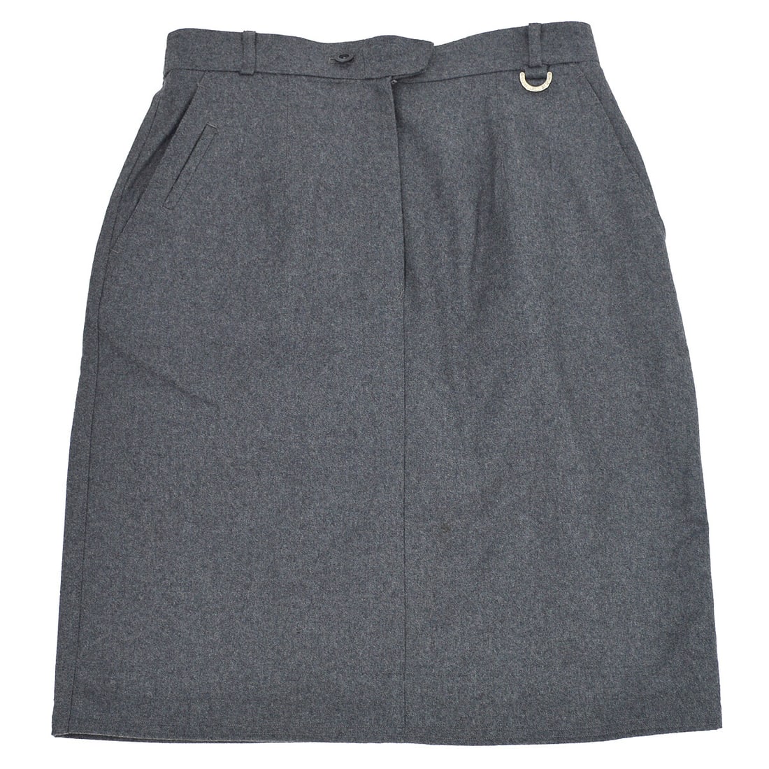 Christian Dior Gray Wool Skirt M Knee Length Casual: Christian Dior Gray Wool Skirt M Knee Length Casual Elevate your fall and winter wardrobe with this stylish Christian Dior skirt, crafted from 100% luxurious wool. This knee-length skirt in a sophisti