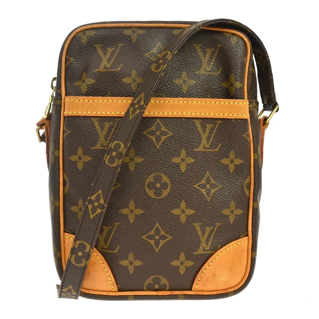Louis Vuitton Danube Monogram Canvas Crossbody Bag M45266: Louis Vuitton Danube Monogram Canvas Crossbody Bag M45266 This Louis Vuitton Danube crossbody shoulder bag features the iconic monogram canvas leather exterior with brown accents and an adjustable cro