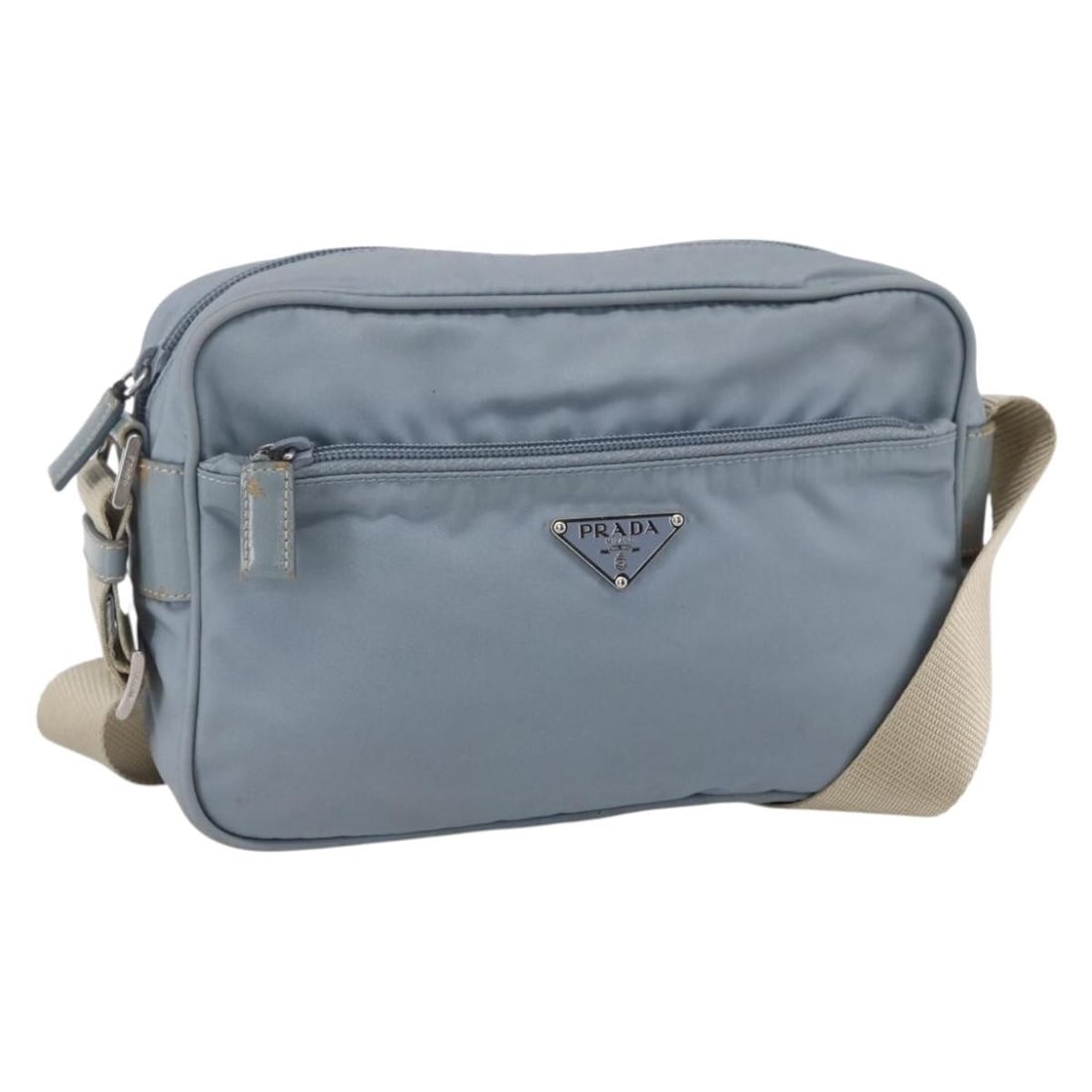 Blue Nylon Prada Camera Bag with Front Pocket 23cm by 14cm by 7cm (1 of 18)