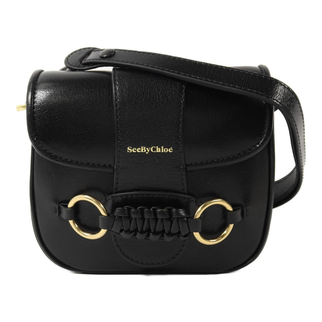 See by Chloe Black Calfskin Shoulder Bag GHW: See by Chloe Black Calfskin Shoulder Bag GHW This SEE BY CHLOE shoulder bag is crafted from black calfskin leather and features gold-tone hardware. Designed for women, it offers a sleek and compact pr