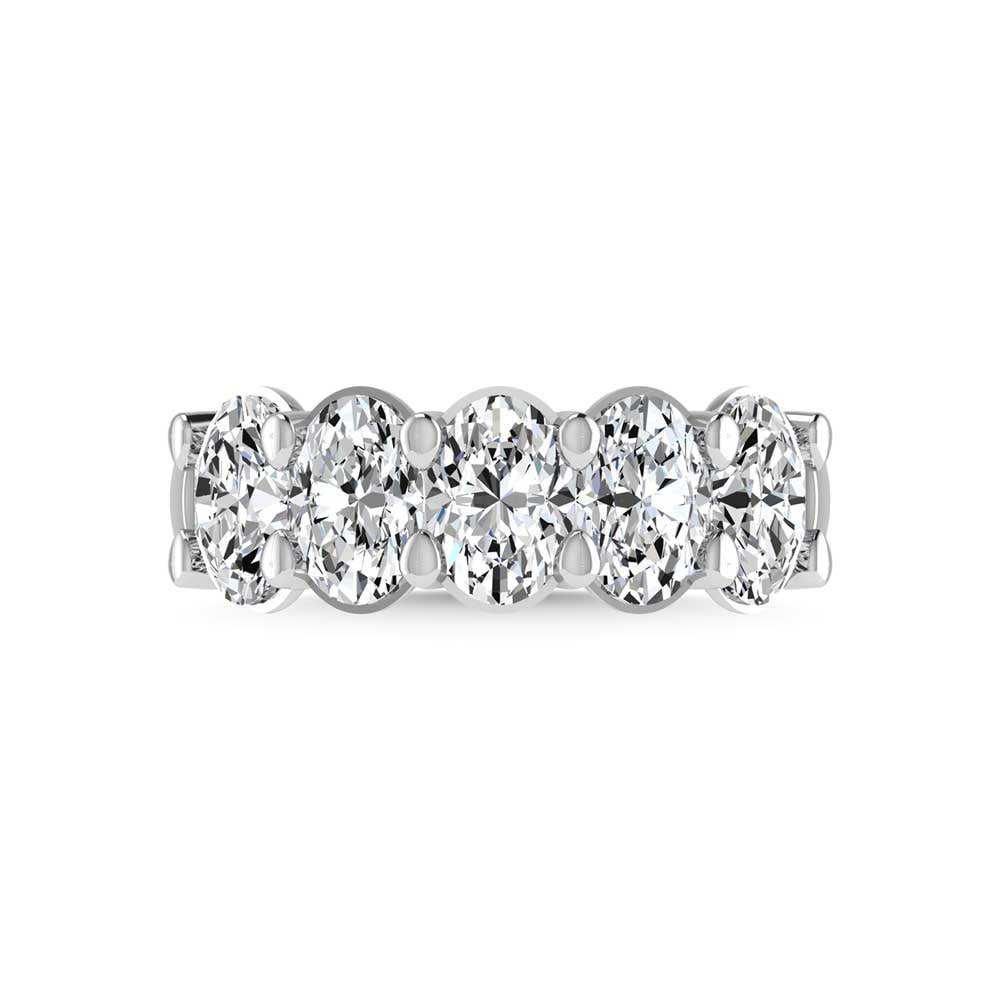 14K White Gold 2 5/8 CT Tw. Oval Shape Lab Grown Diamond Five Stone Anniversary Band: 14K White Gold 2 5/8 CT Tw. Oval Shape Lab Grown Diamond Five Stone Anniversary Band Celebrate everlasting love with our stunning Diamond Full Eternity Wedding Band. Crafted in precious metal, this ti