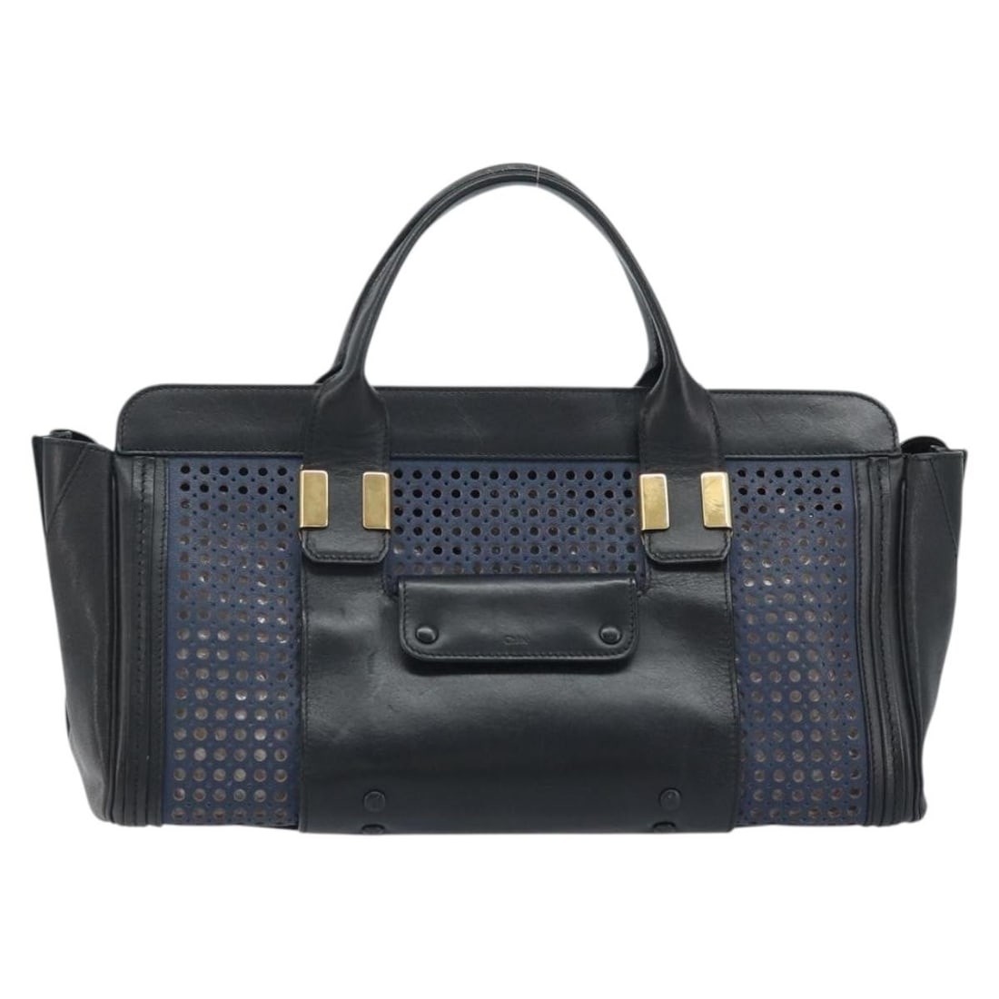 Chloe Alice Leather Satchel Black 39cm x 20cm x 14cm: Chloe Alice Leather Satchel Black 39cm x 20cm x 14cm This Chloe Alice Satchel is crafted from black leather and features a spacious design with dual top handles. Made in Italy, it offers a stylish and