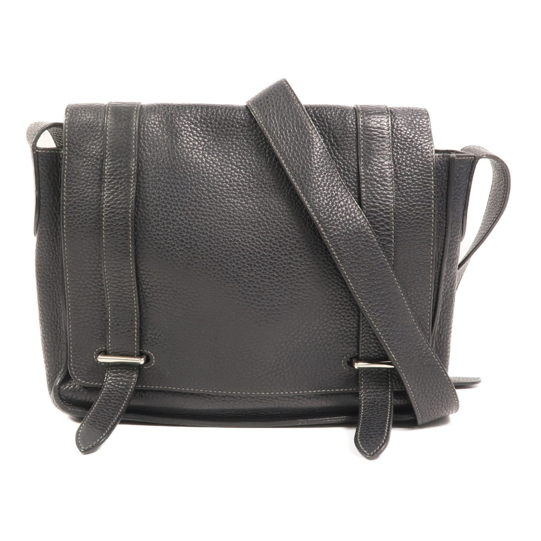 Hermes Steve 27 Black Taurillon Clemence Leather Shoulder Bag PHW: Hermes Steve 27 Black Taurillon Clemence Leather Shoulder Bag PHW This Hermes Steve 27 is a sophisticated shoulder bag crafted from high-quality black Taurillon Clemence calfskin leather. Designed for