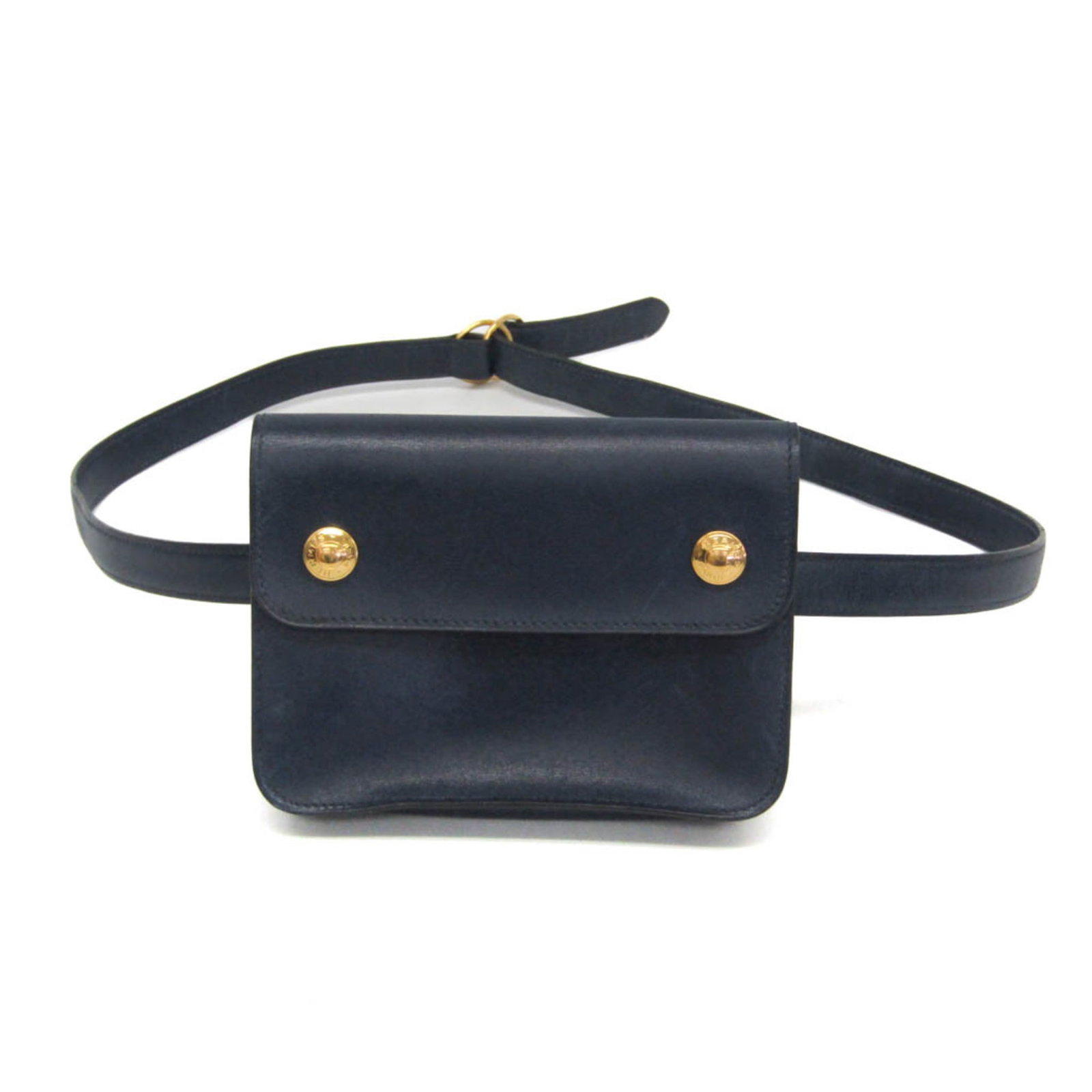 Hermes Pochette Navy Leather Belt Bag for Women: Hermes Pochette Navy Leather Belt Bag for Women This Hermes Pochette Green Belt Bag is crafted from leather in a navy color. Designed for women, it features a compact silhouette and is made in France.