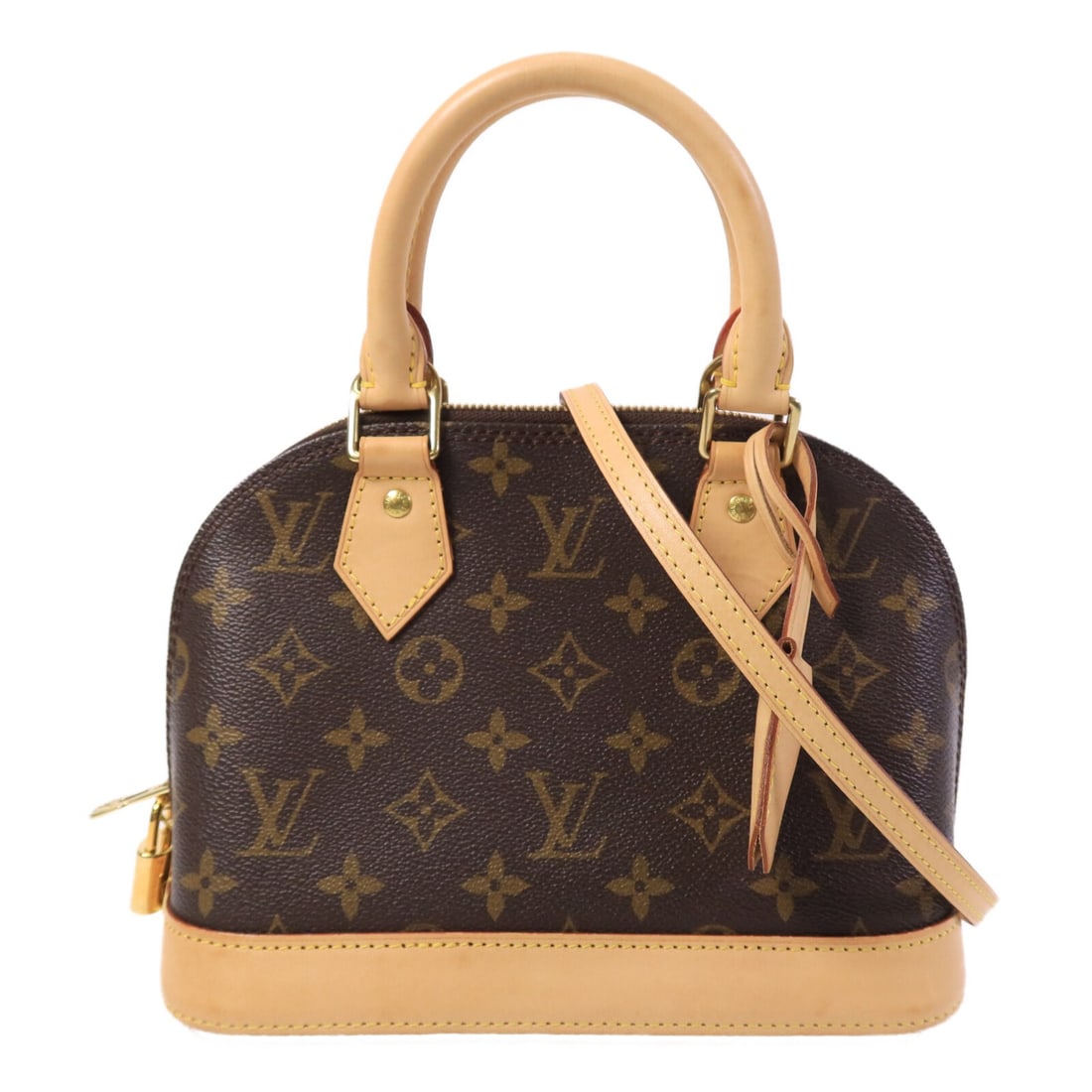 Louis Vuitton Alma BB Brown Coated Canvas Shoulder Bag GHW: Louis Vuitton Alma BB Brown Coated Canvas Shoulder Bag GHW This Louis Vuitton Alma BB 2 Way Shoulder Bag features a classic brown PVC coated canvas exterior with gold-tone hardware. Designed for versa
