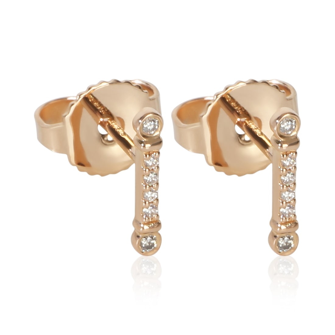 Tiffany & Co. Fleur De Lis Key Bar Diamond Rose Gold Earrings: Tiffany & Co. Fleur De Lis Key Bar Diamond Rose Gold Earrings These Tiffany & Co. Fluer De Lis Key Bar earrings are crafted from 18k rose gold and feature round brilliant diamonds with a total weight 