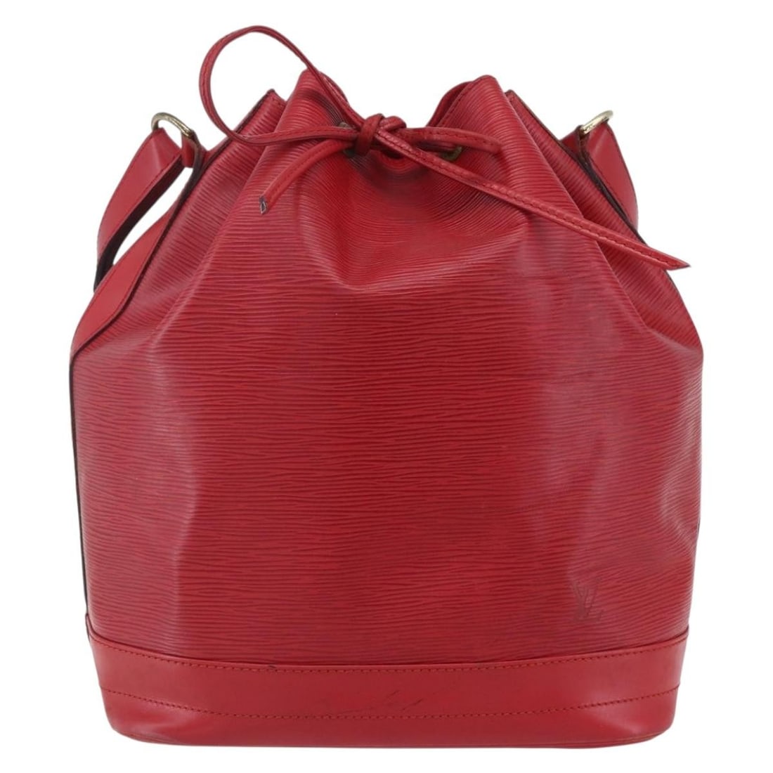 Louis Vuitton Red Epi Leather Noe Shoulder Bag 27x34x19.5cm: Louis Vuitton Red Epi Leather Noe Shoulder Bag 27x34x19.5cm This pre-owned Louis Vuitton Noe shoulder bag is crafted from red Epi leather, designed for women. It features a roomy interior and classic 