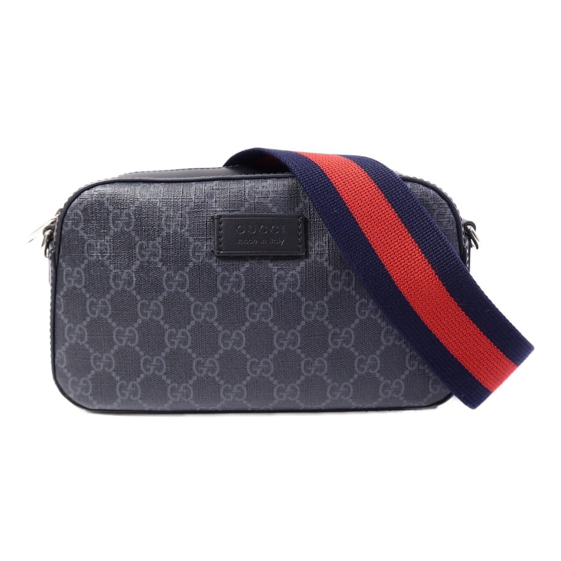 Gucci GG Supreme Black Coated Canvas Shoulder Bag: Gucci GG Supreme Black Coated Canvas Shoulder Bag This GUCCI GG Supreme shoulder bag features a layered design crafted from durable PVC coated canvas in classic black. Designed for men, it offers a sl