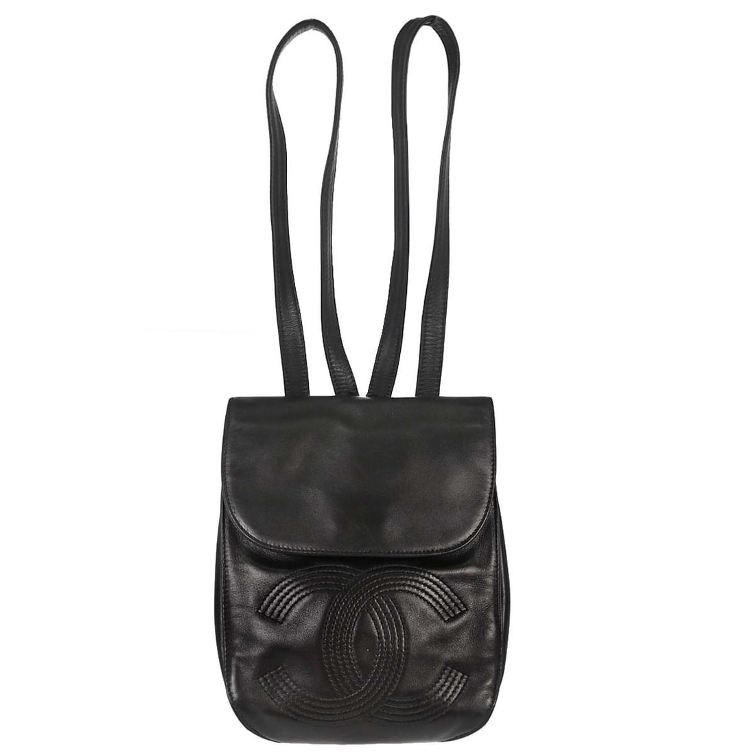 CHANEL Lambskin Leather Turn Lock Backpack Black Small: CHANEL Lambskin Leather Turn Lock Backpack Black Small This Chanel backpack is crafted from luxurious black lambskin leather and features a compact, small size. Designed with a turn lock closure for a