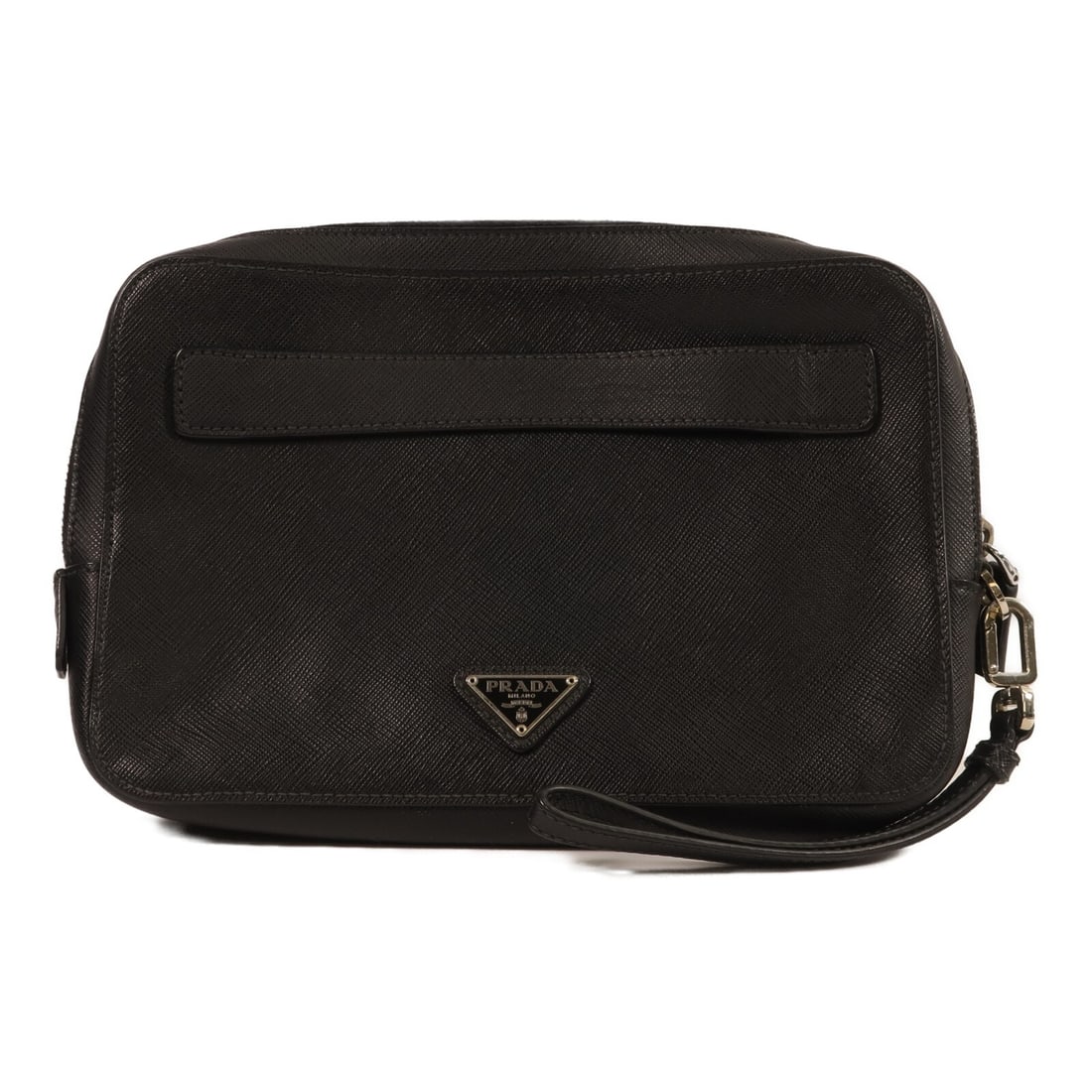 Prada Black Calfskin Clutch 2VF052 SHW Mens: Prada Black Calfskin Clutch 2VF052 SHW Mens This Prada clutch bag is crafted from high-quality black calfskin leather and features a sleek, minimalist design. It is sized for easy carrying and offers 