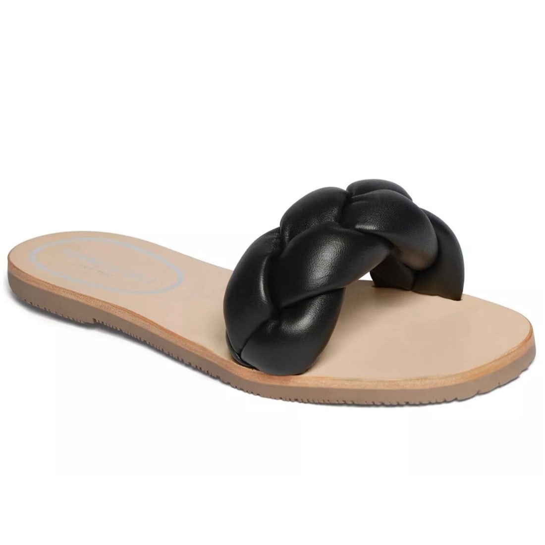 Kenneth Cole Nellie Black Leather Flat Sandal Size 10: Kenneth Cole Nellie Black Leather Flat Sandal Size 10 Step into comfort and style with the Kenneth Cole Nellie Leather Braided Sandal in Black. Designed for casual travel, these sandals feature a flat