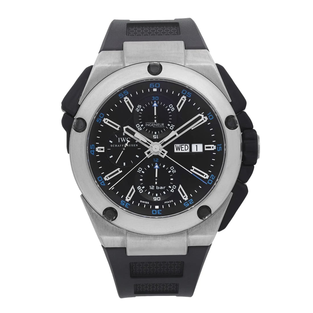 IWC Ingenieur IW376501 Titanium Automatic Chronograph Black Dial Watch: IWC Ingenieur IW376501 Titanium Automatic Chronograph Black Dial Watch The IWC Ingenieur Double Chronograph is a sophisticated wristwatch that combines style and functionality. Crafted with a durable 