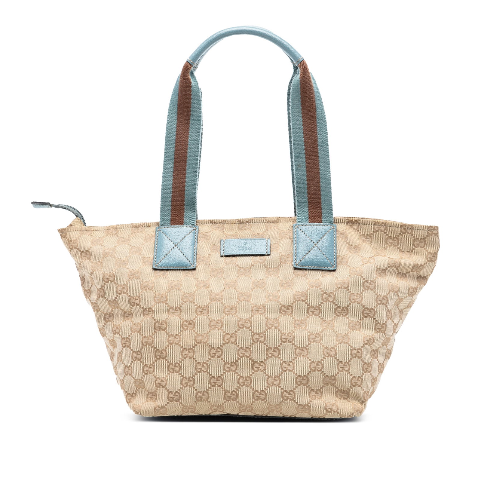 Beige Canvas Tote with Web Straps and Leather Trim by Gucci (1 of 7)