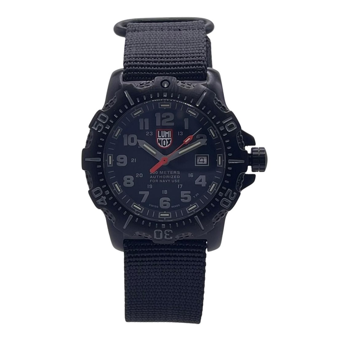 Luminox Navy Seal 45mm Stainless Steel Quartz Diver Watch with Nylon Strap: Luminox Navy Seal 45mm Stainless Steel Quartz Diver Watch with Nylon Strap The Luminox Navy Seal wristwatch is a robust and stylish timepiece designed for casual diving. Featuring a striking black dia