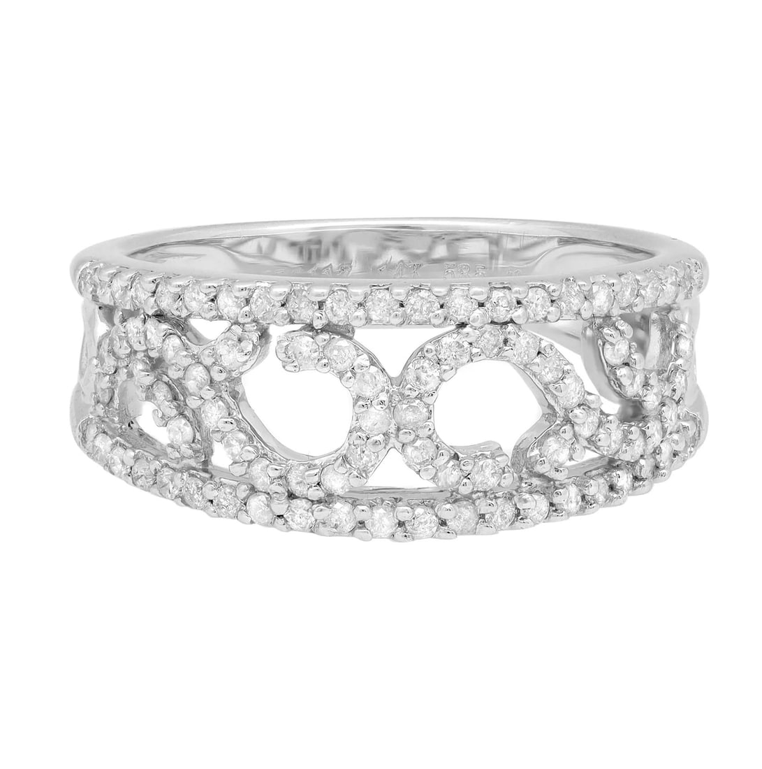 Rachel Koen 0.53Cttw Round Diamond Band Ring 14K White Gold Size 7.5 Handmade: Rachel Koen 0.53Cttw Round Diamond Band Ring 14K White Gold Size 7.5 Handmade Elevate your elegance with this stunning Rachel Koen band ring, meticulously crafted from 14K white gold. This modern ladi