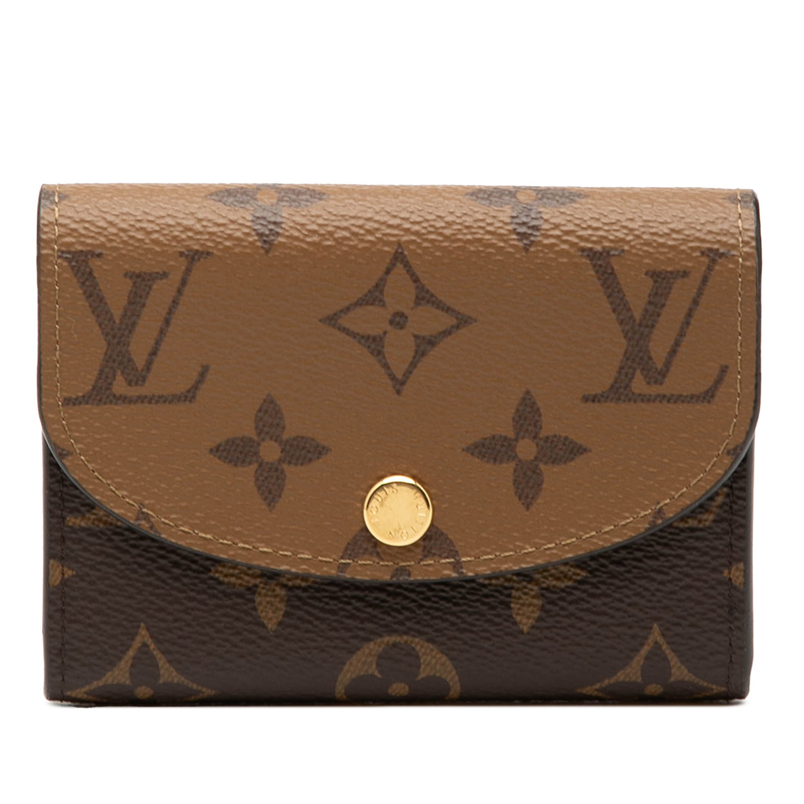 Louis Vuitton Rosalie Monogram Reverse coin purse: Louis Vuitton Rosalie Monogram Reverse coin purse This Louis Vuitton Monogram Reverse Rosalie Coin Purse features a monogram canvas exterior with a front flap and snap button closure. The interior is 