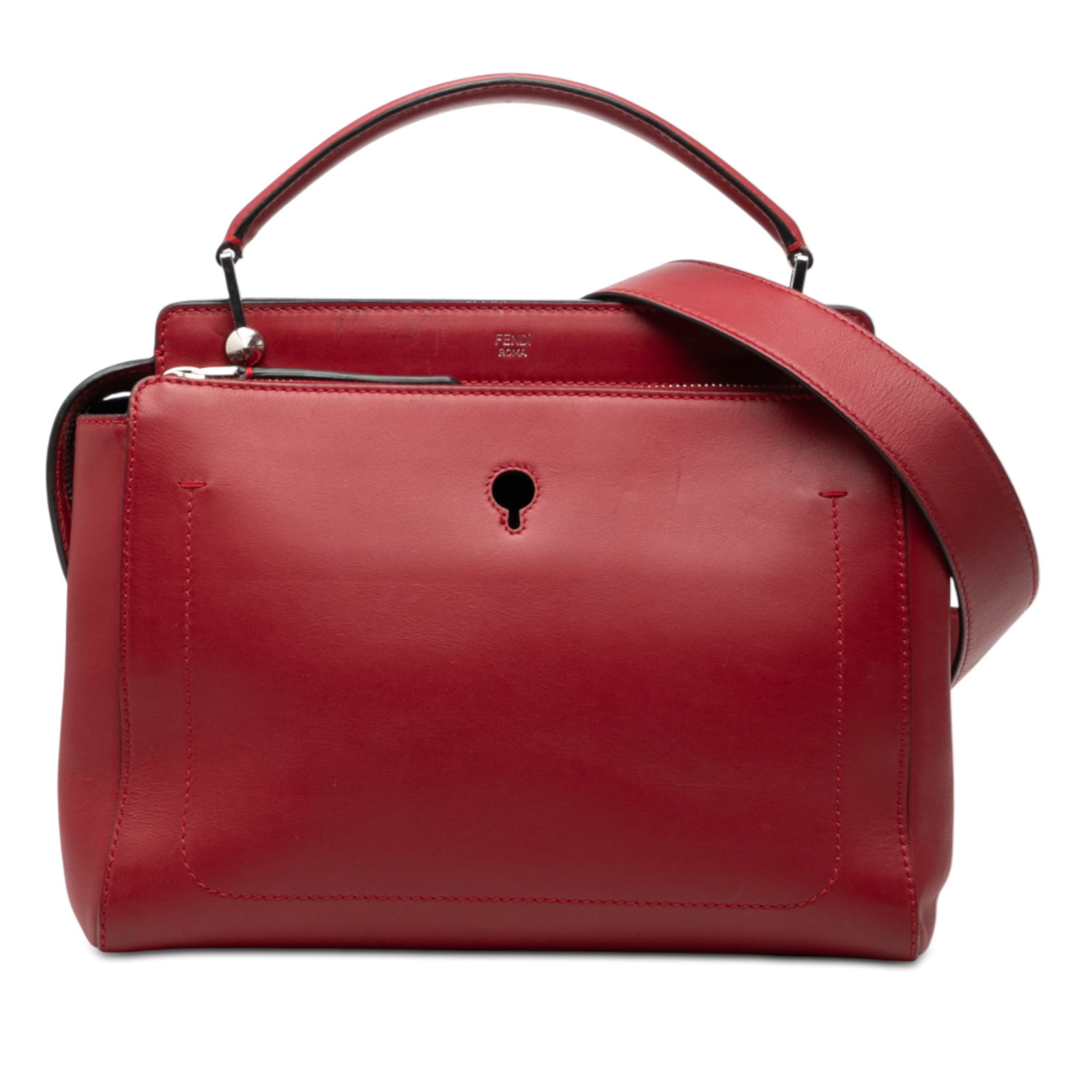 Fendi DotCom Medium Red Leather Satchel with Detachable Strap (1 of 8)