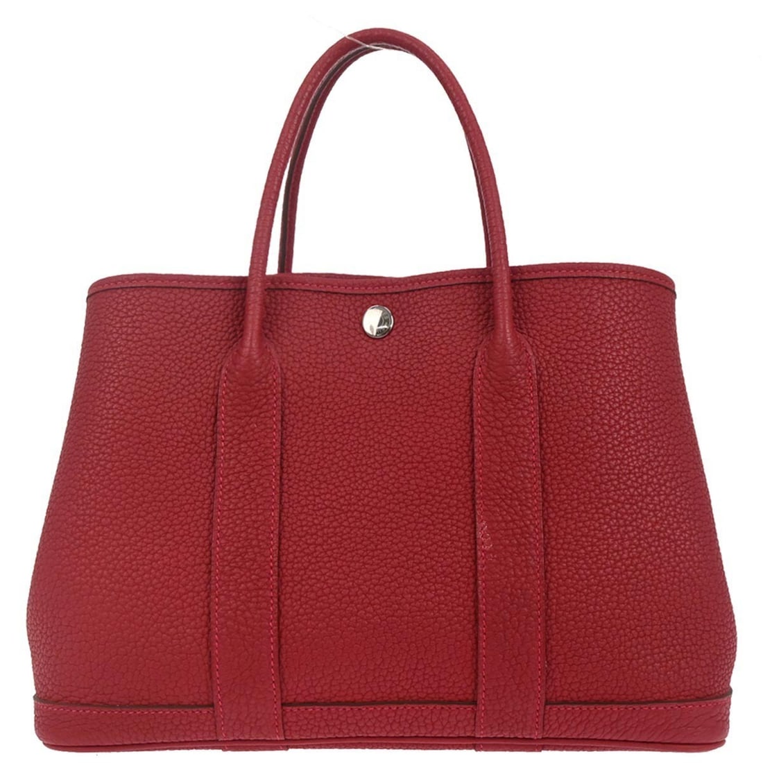 Hermes Garden Party 30 Rouge Grenade Negonda Leather Tote Bag: Hermes Garden Party 30 Rouge Grenade Negonda Leather Tote Bag This Hermes Garden Party 30 TPM tote handbag is crafted from red Negonda leather and features a silver hardware finish. The medium-sized t