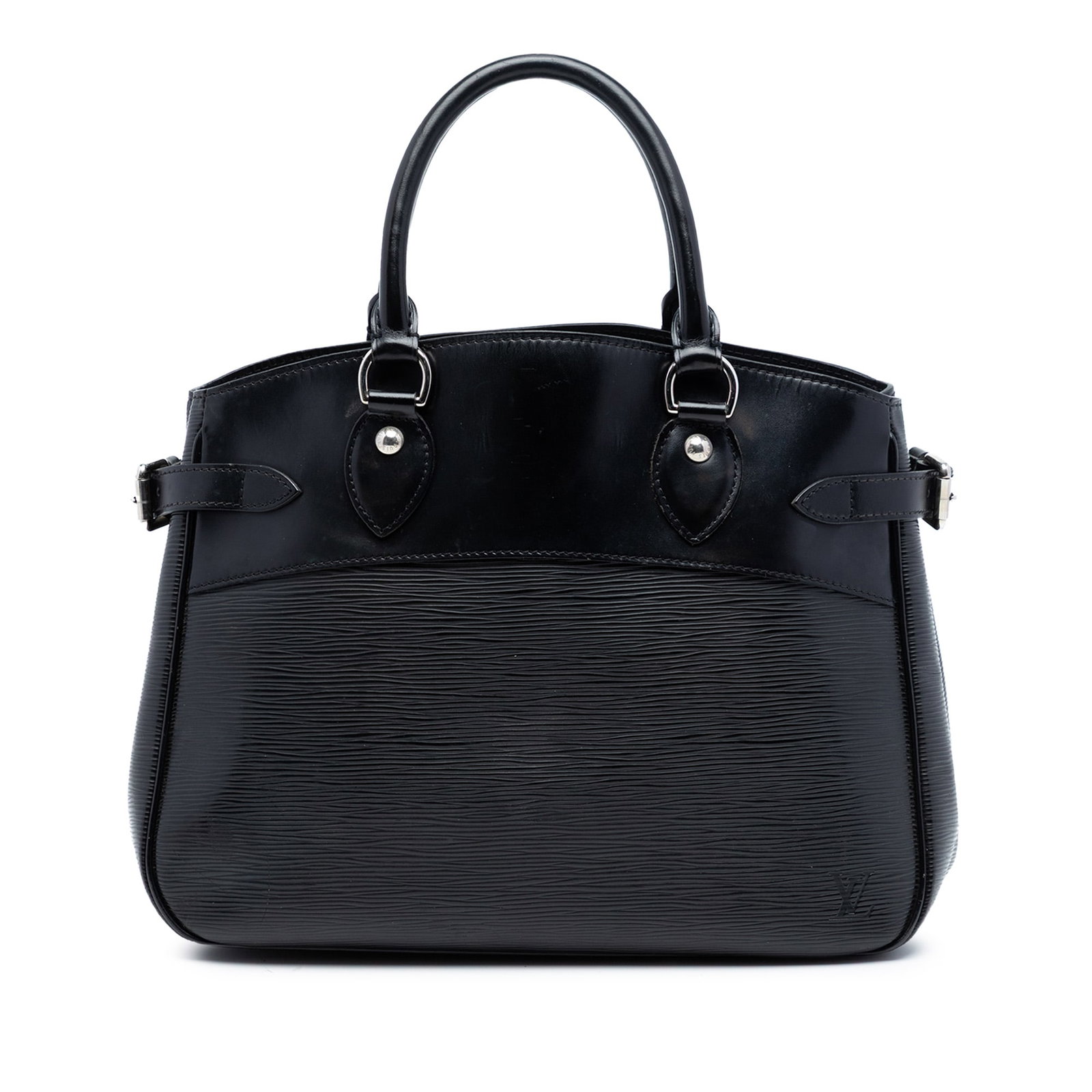 Louis Vuitton Passy PM Black Epi Leather Handbag with Rolled Handles: Louis Vuitton Passy PM Black Epi Leather Handbag with Rolled Handles The Louis Vuitton Epi Passy PM is crafted from signature epi leather and features rolled leather handles, an open top with a lobste
