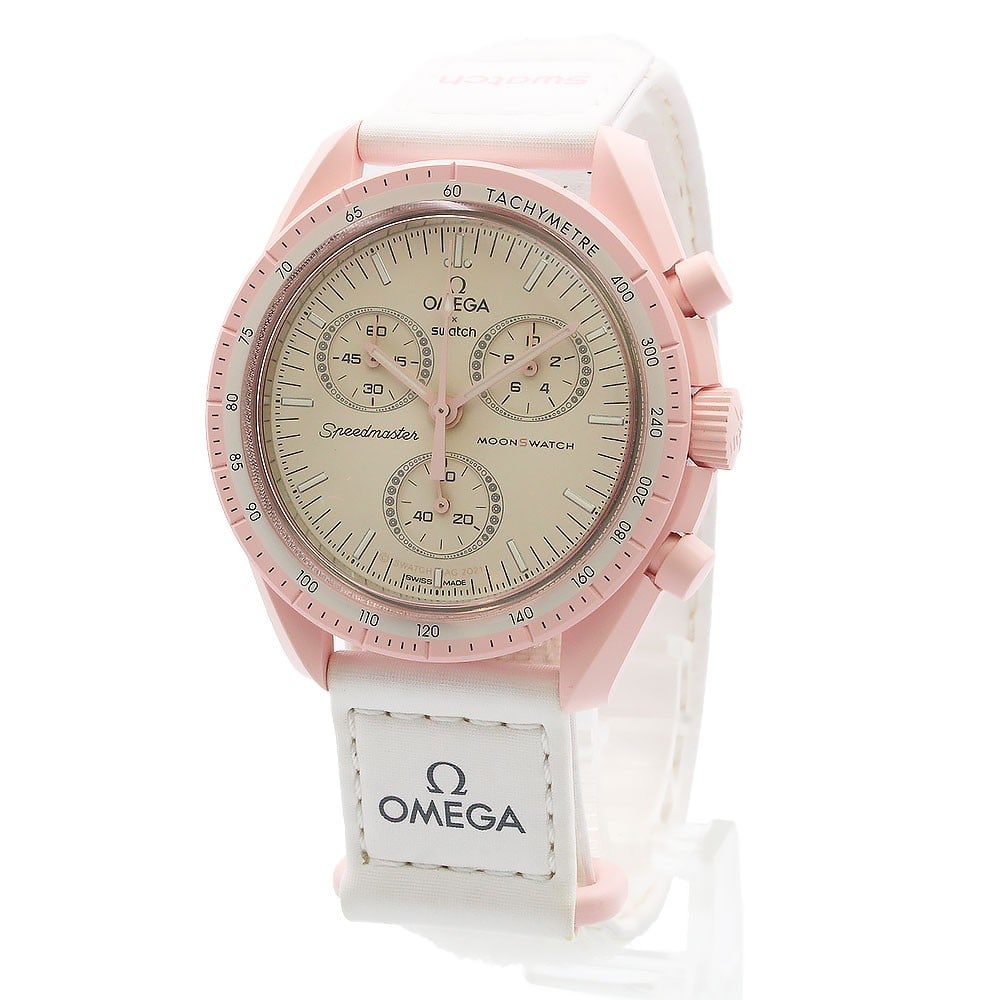 Swatch Omega Mission to Venus Quartz Bioceramic Watch SO33P100: Swatch Omega Mission to Venus Quartz Bioceramic Watch SO33P100 This Omega Swatch SO33P100 Mission on Venus Speedmaster Chronograph is a men's wristwatch resulting from a collaboration between Omega an