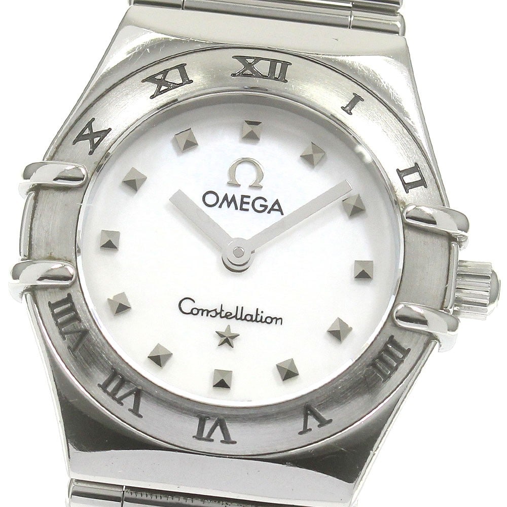 Omega Constellation Mini My Choice 1561.71 Quartz Watch: Omega Constellation Mini My Choice 1561.71 Quartz Watch This OMEGA Constellation Mini My Choice women's wristwatch features a stainless steel case and bracelet with a white shell dial. The watch is po