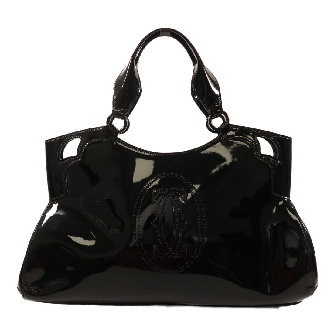 Cartier black patent leather women s shoulder tote (1 of 15)