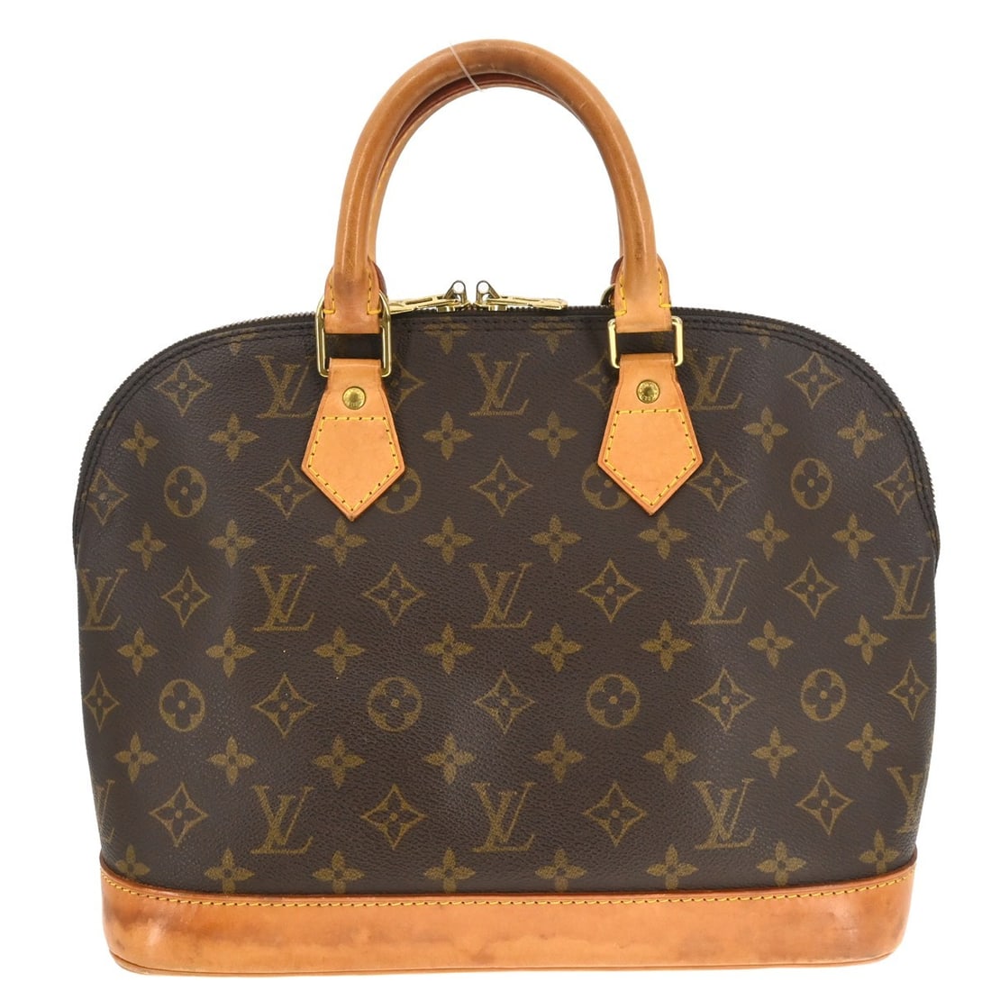 Louis Vuitton Alma Monogram Canvas Zip Handbag: Louis Vuitton Alma Monogram Canvas Zip Handbag This Louis Vuitton Alma handbag features the iconic Monogram canvas exterior with beige double handles and a zip closure. The medium-sized bag is styled 