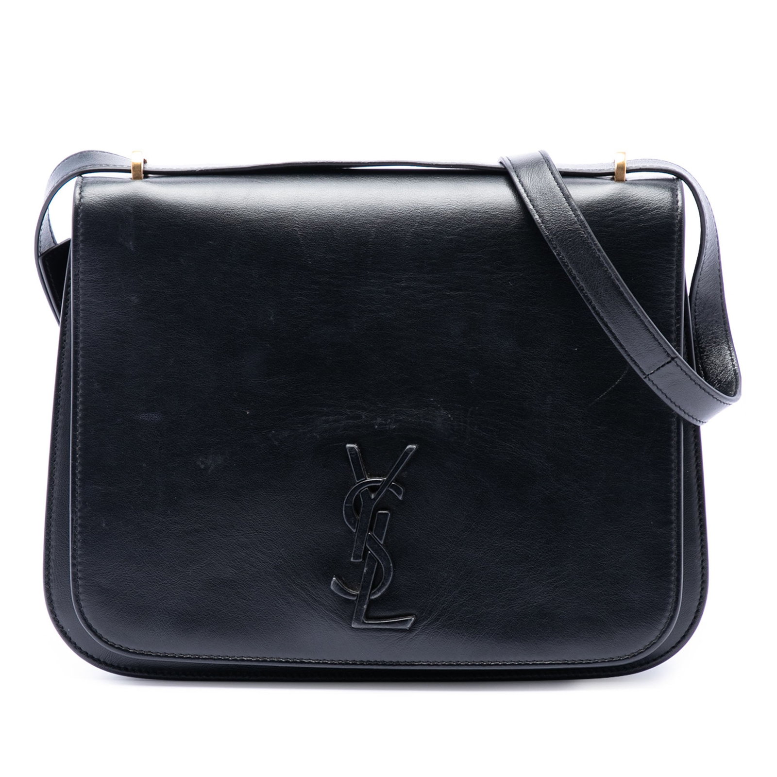 Saint Laurent Spontini leather crossbody bag medium: Saint Laurent Spontini leather crossbody bag medium This Saint Laurent Medium Smooth Calfskin Spontini Crossbody bag features a black leather body with an adjustable flat leather strap, a front flap w