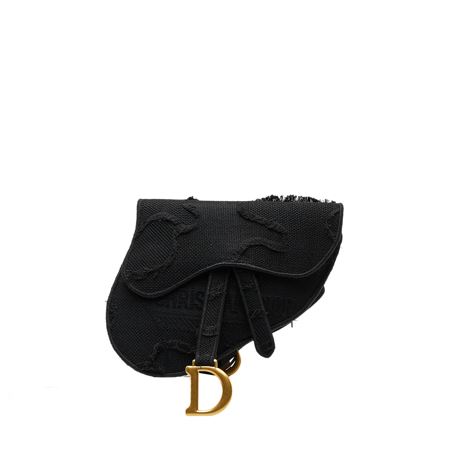 Dior Camouflage Saddle Belt Bag Black Embroidered Canvas (1 of 9)