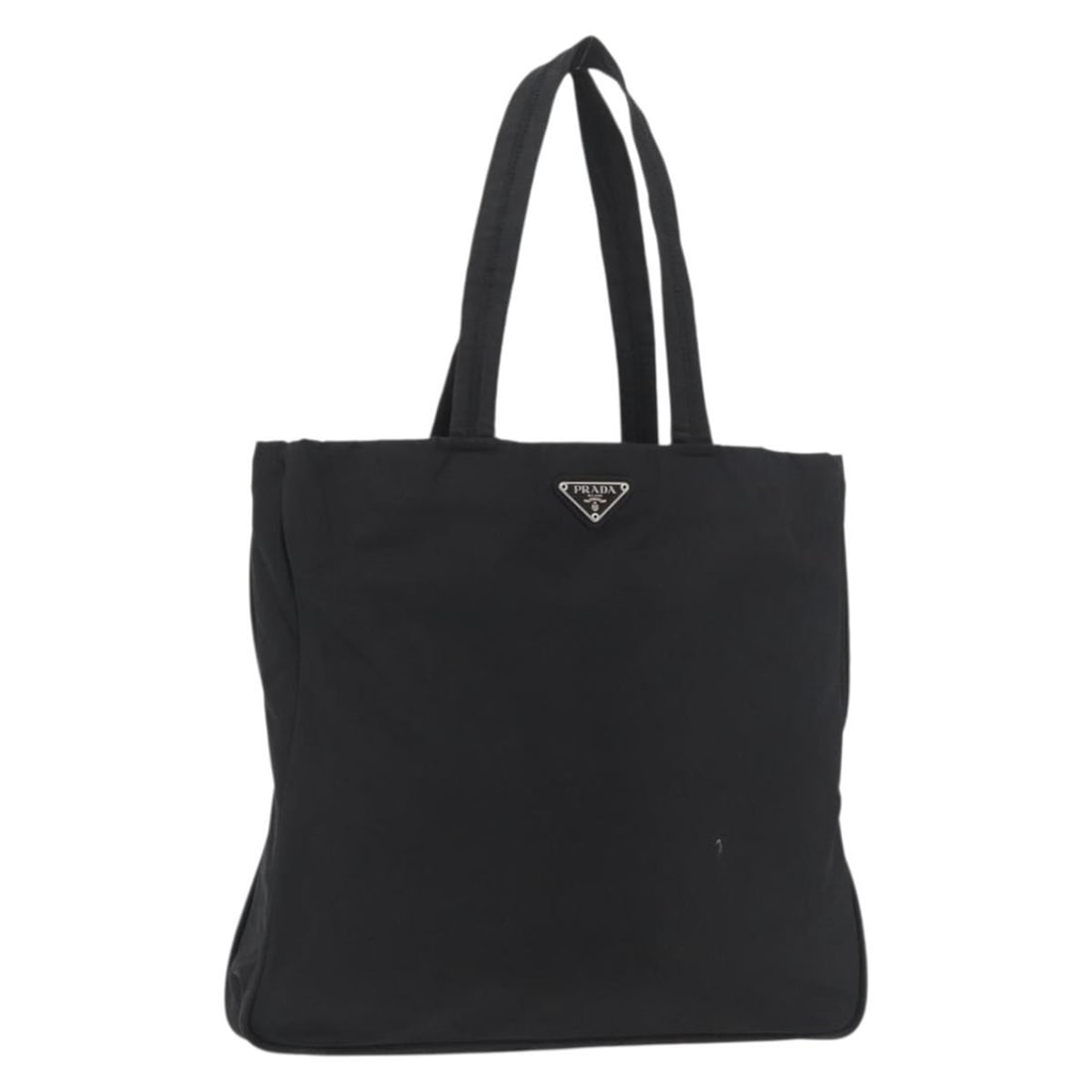 Prada Nylon Black Silver Tote Bag Italy 13.4 x 12.6 x 2.4 inch: Prada Nylon Black Silver Tote Bag Italy 13.4 x 12.6 x 2.4 inch This PRADA tote bag is crafted from black nylon with silver-tone accents, offering a stylish and practical choice for everyday use. Desig