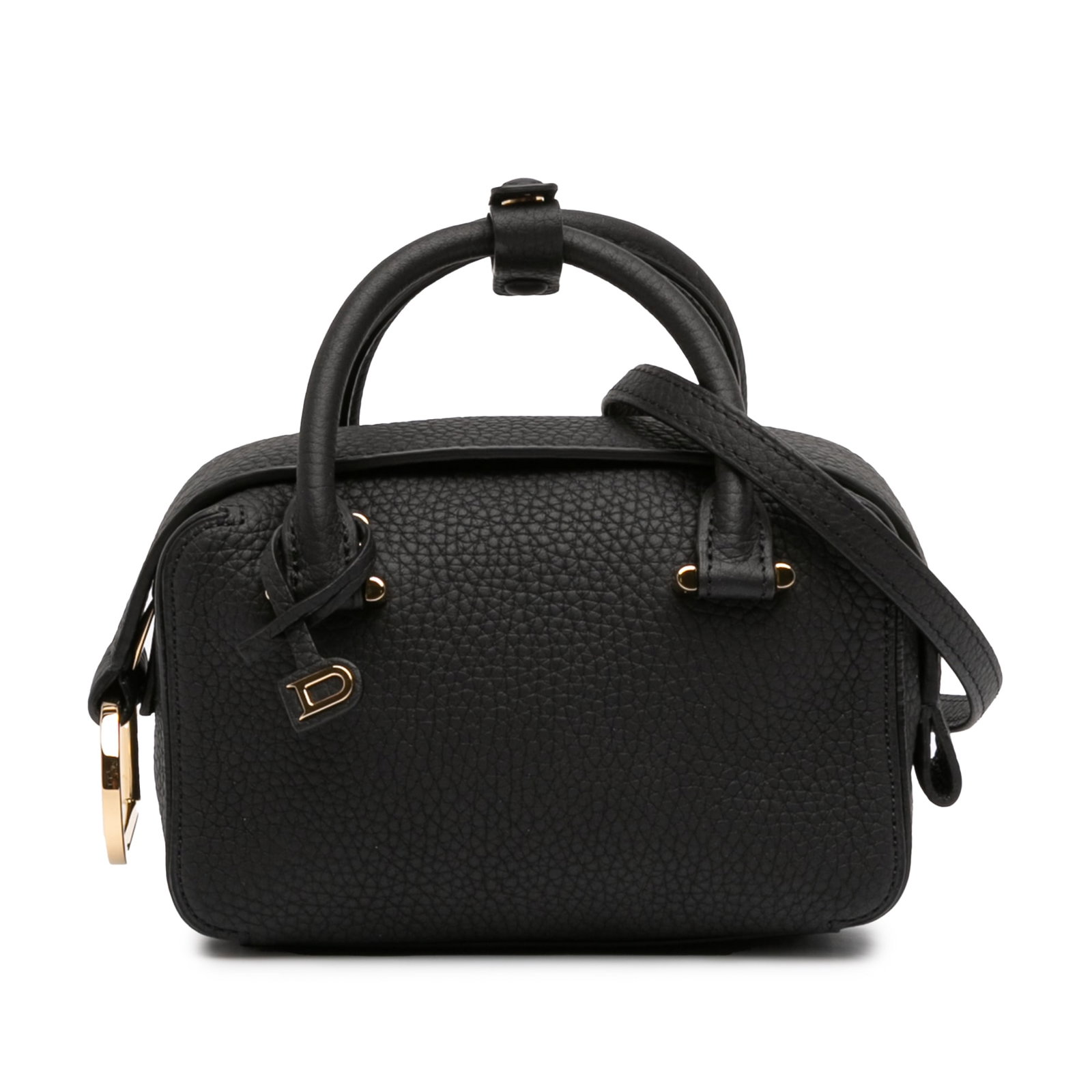 Delvaux Cool Box Nano Black Leather Mini Satchel Handbag: Delvaux Cool Box Nano Black Leather Mini Satchel Handbag This Delvaux Nano Taurillon Soft Leather Cool Box Satchel features a supple leather exterior in black with rolled leather top handles and a det