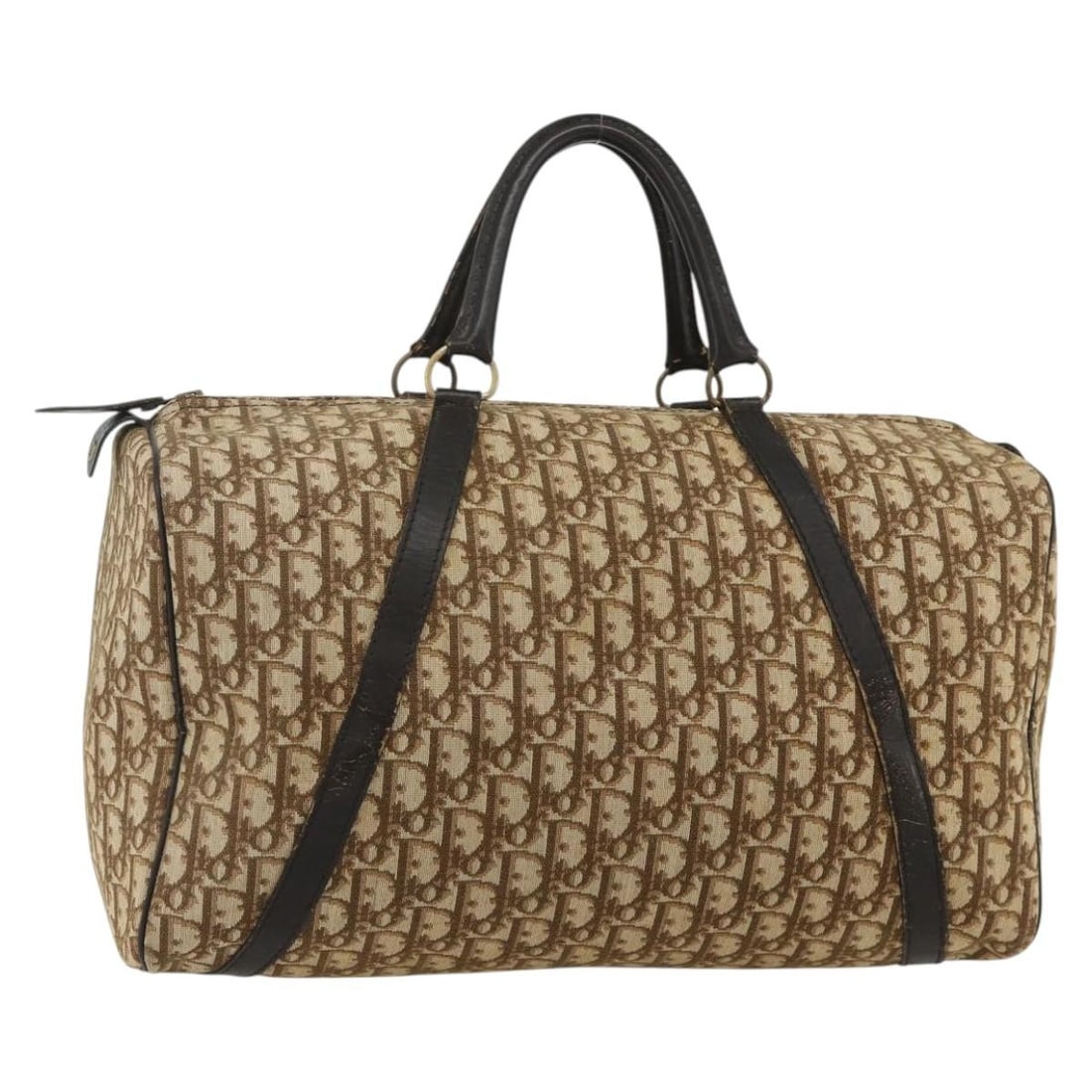 Christian Dior Trotter Boston Bag Beige Canvas: Christian Dior Trotter Boston Bag Beige Canvas This Christian Dior Vintage Trotter Boston Bag features the iconic Diorissimo canvas in a beige color. Designed for unisex use, it offers a spacious inte