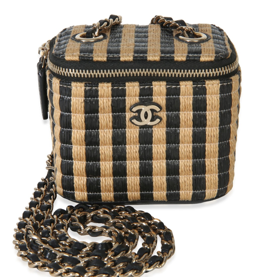 Chanel Vanity Case Mini Striped Raffia Shoulder Bag (1 of 9)
