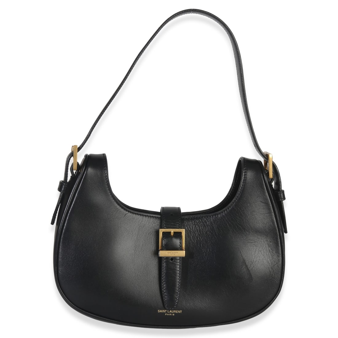 Saint Laurent Le Fermoir Hobo Black Leather Shoulder Bag Italy: Saint Laurent Le Fermoir Hobo Black Leather Shoulder Bag Italy This Saint Laurent Le Fermoir Hobo handbag features smooth black calfskin leather with a structured silhouette. The bag is designed with 