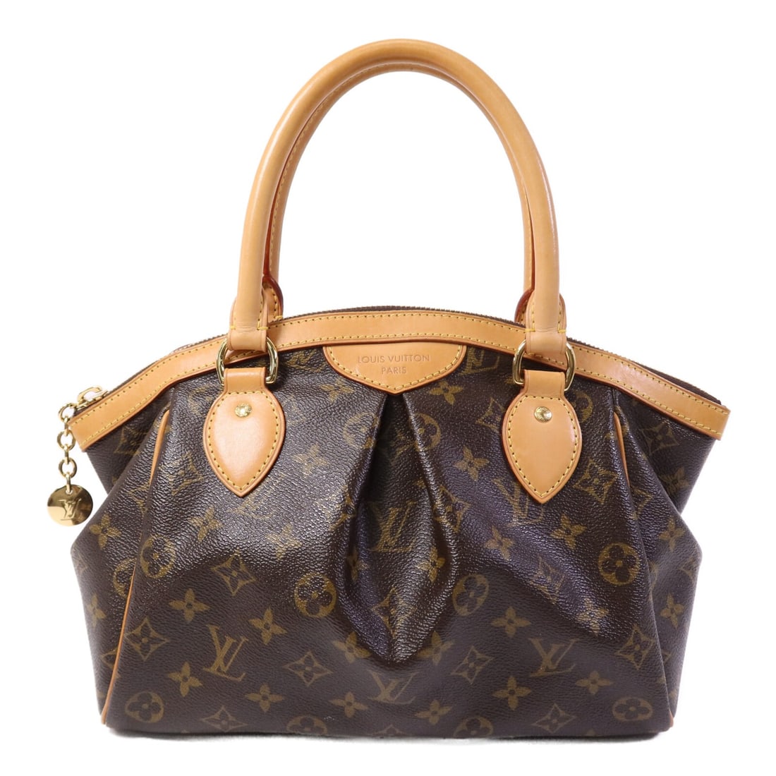 Louis Vuitton Tivoli PM Monogram Canvas Shoulder Bag with Gold Hardware: Louis Vuitton Tivoli PM Monogram Canvas Shoulder Bag with Gold Hardware This Louis Vuitton Tivoli PM shoulder handbag features the iconic monogram brown PVC coated canvas with gold-tone hardware. Desi