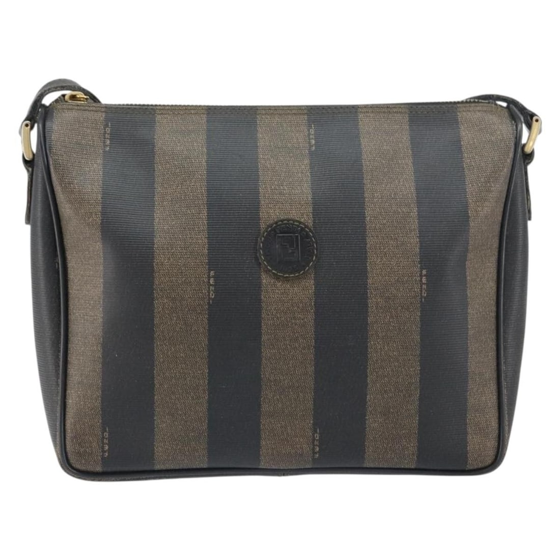 Vintage Fendi Brown Canvas Pequin Shoulder Bag 25cm: Vintage Fendi Brown Canvas Pequin Shoulder Bag 25cm This vintage Fendi Pequin shoulder bag for women features a brown canvas body with leather accents. It measures 25cm x 21cm x 9cm and was made in It