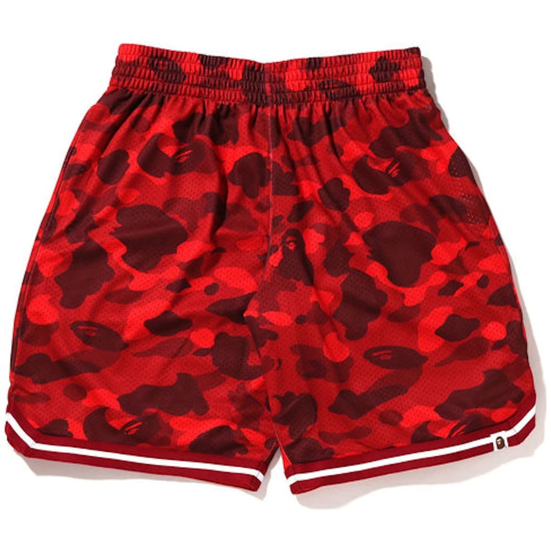 BAPE Red Camo Wide Fit Basketball Shorts Large: BAPE Red Camo Wide Fit Basketball Shorts Large These BAPE Color Camo Wide Fit Basketball Shorts feature a relaxed, wide fit and an all-over red camouflage print. Designed for comfort and style, these 
