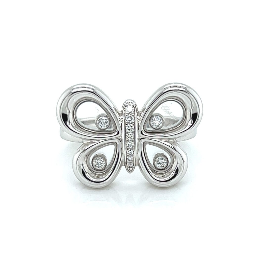 Chopard Happy Diamonds butterfly ring 18k white gold size 6 certificate (1 of 11)