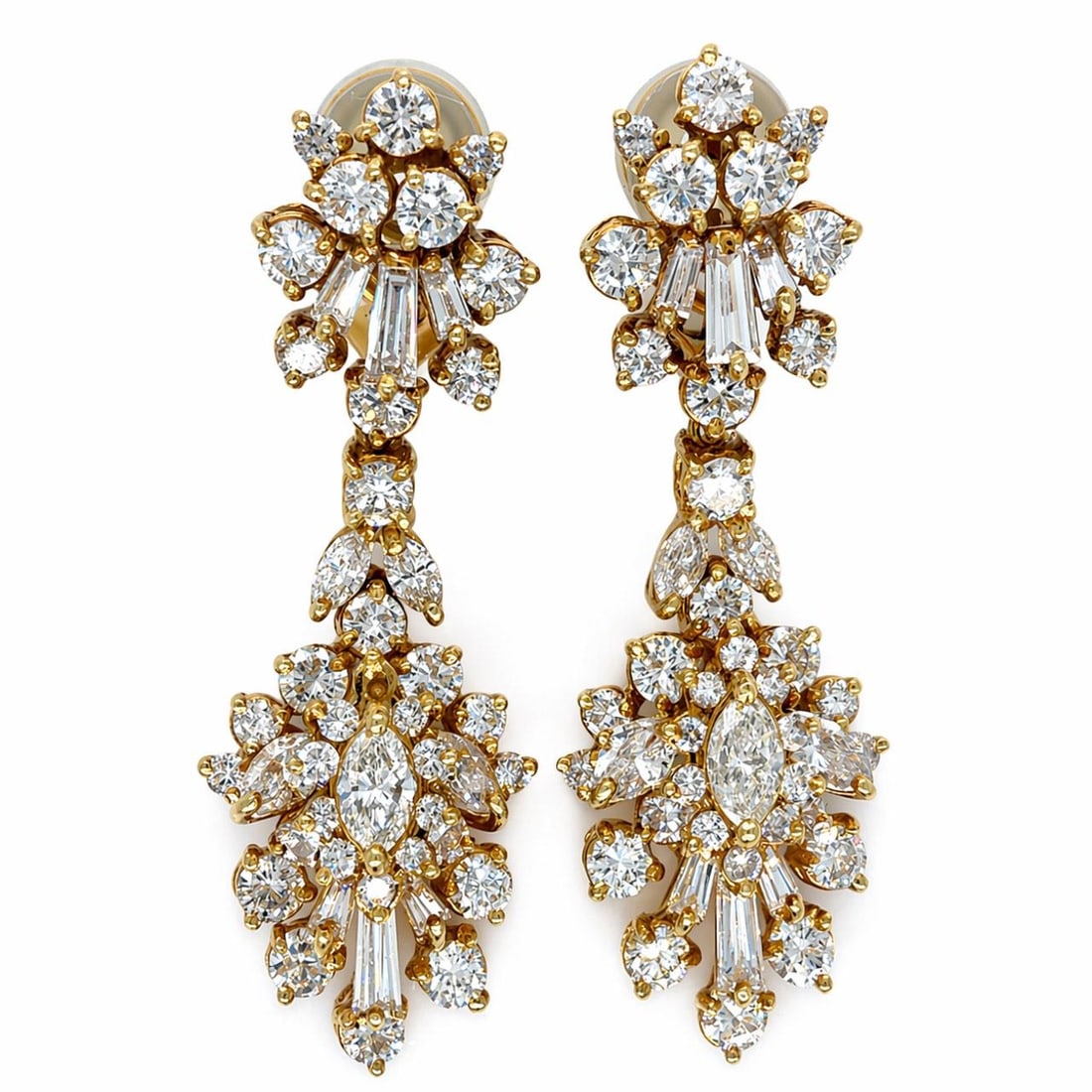 Diamond Earrings in 18K Yellow Gold with 9.00 Carats Total Weight (1 of 3)