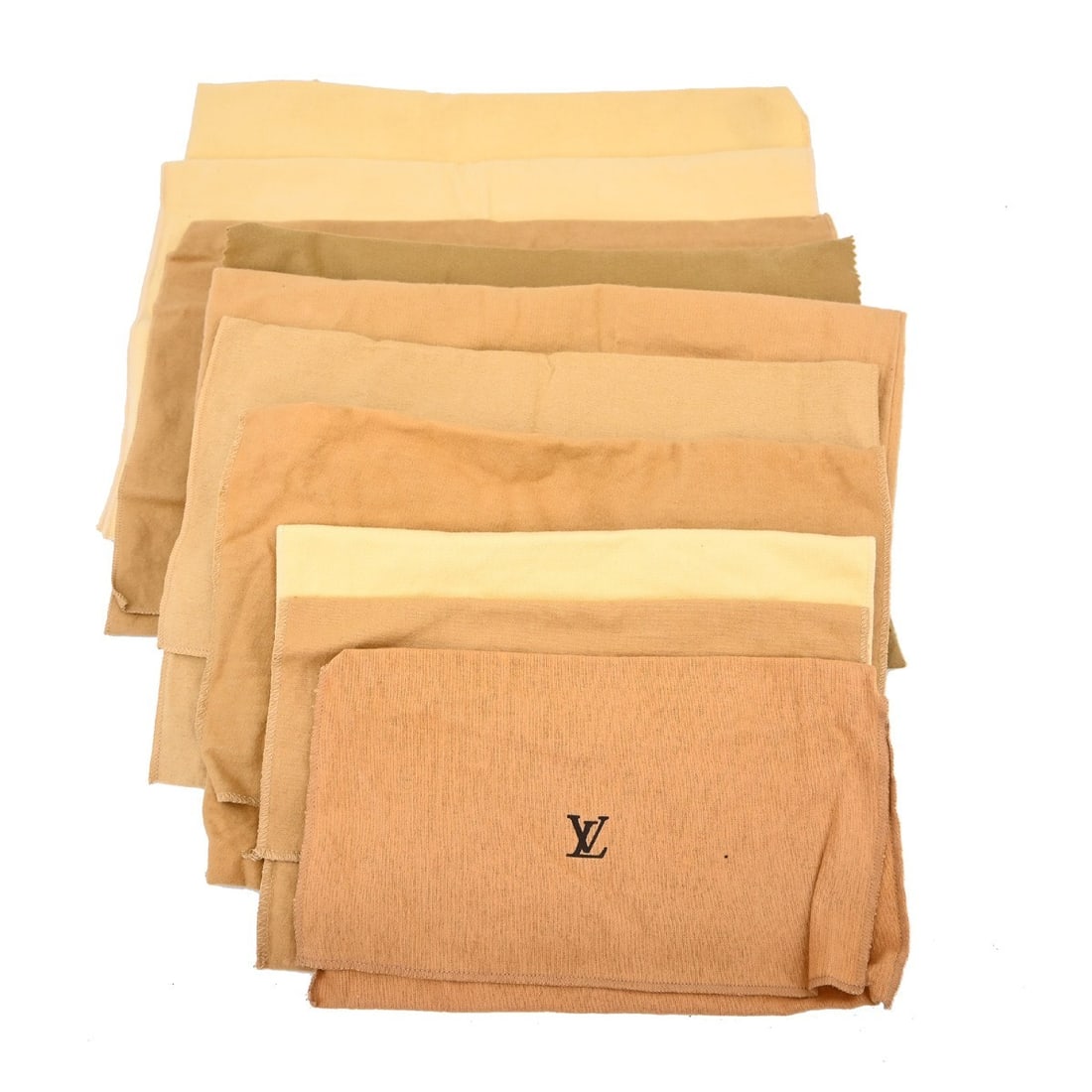 Set of 10 Louis Vuitton Cotton Dust Bags in Brown Beige: Set of 10 Louis Vuitton Cotton Dust Bags in Brown Beige This set includes ten Louis Vuitton dust bags made from 100% cotton in brown and beige. Designed for unisex use, these dust bags offer reliable 