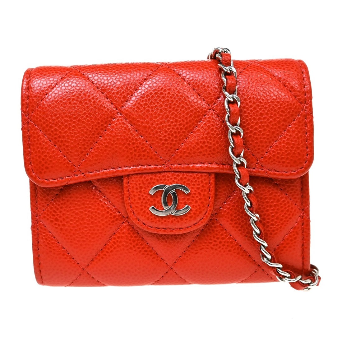 Chanel Vintage CC Mini Leather Chain Shoulder Bag: Chanel Vintage CC Mini Leather Chain Shoulder Bag This Chanel Vintage CC Mini chain shoulder bag is crafted from red calfskin leather and features the iconic CC logo. Designed for women, this compact 