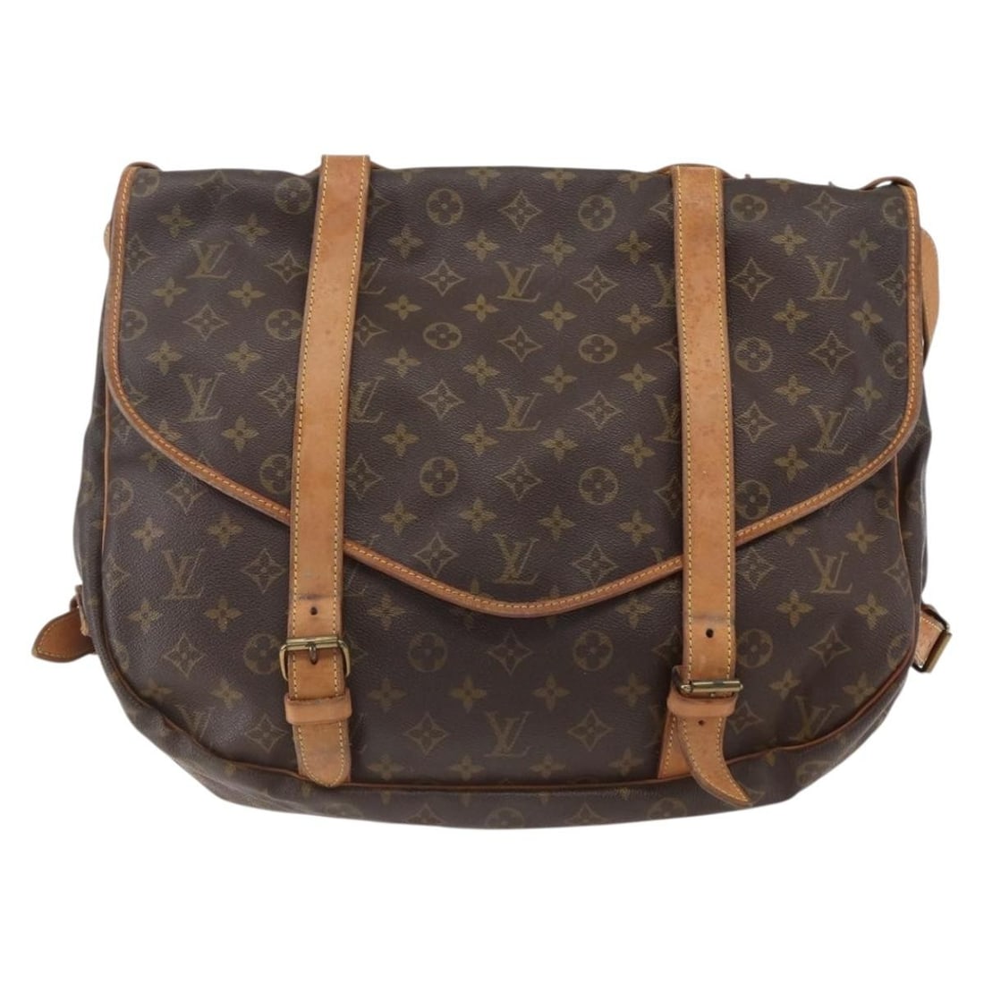 Monogram Canvas Saumur Shoulder Bag by Louis Vuitton: Monogram Canvas Saumur Shoulder Bag by Louis Vuitton This Louis Vuitton Saumur handbag is crafted from monogram canvas in brown and designed for unisex use. Made in France, it features a spacious inte
