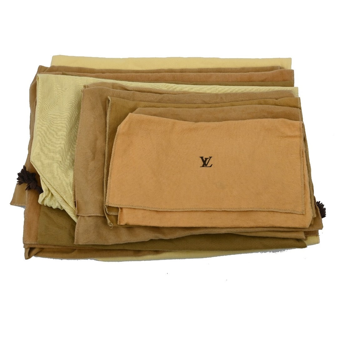 Louis Vuitton 10 Piece Authentic Cotton Dust Bag Set Brown: Louis Vuitton 10 Piece Authentic Cotton Dust Bag Set Brown This set of 10 authentic Louis Vuitton dust bags is crafted from 100% cotton, providing a protective storage solution for your luxury items. 