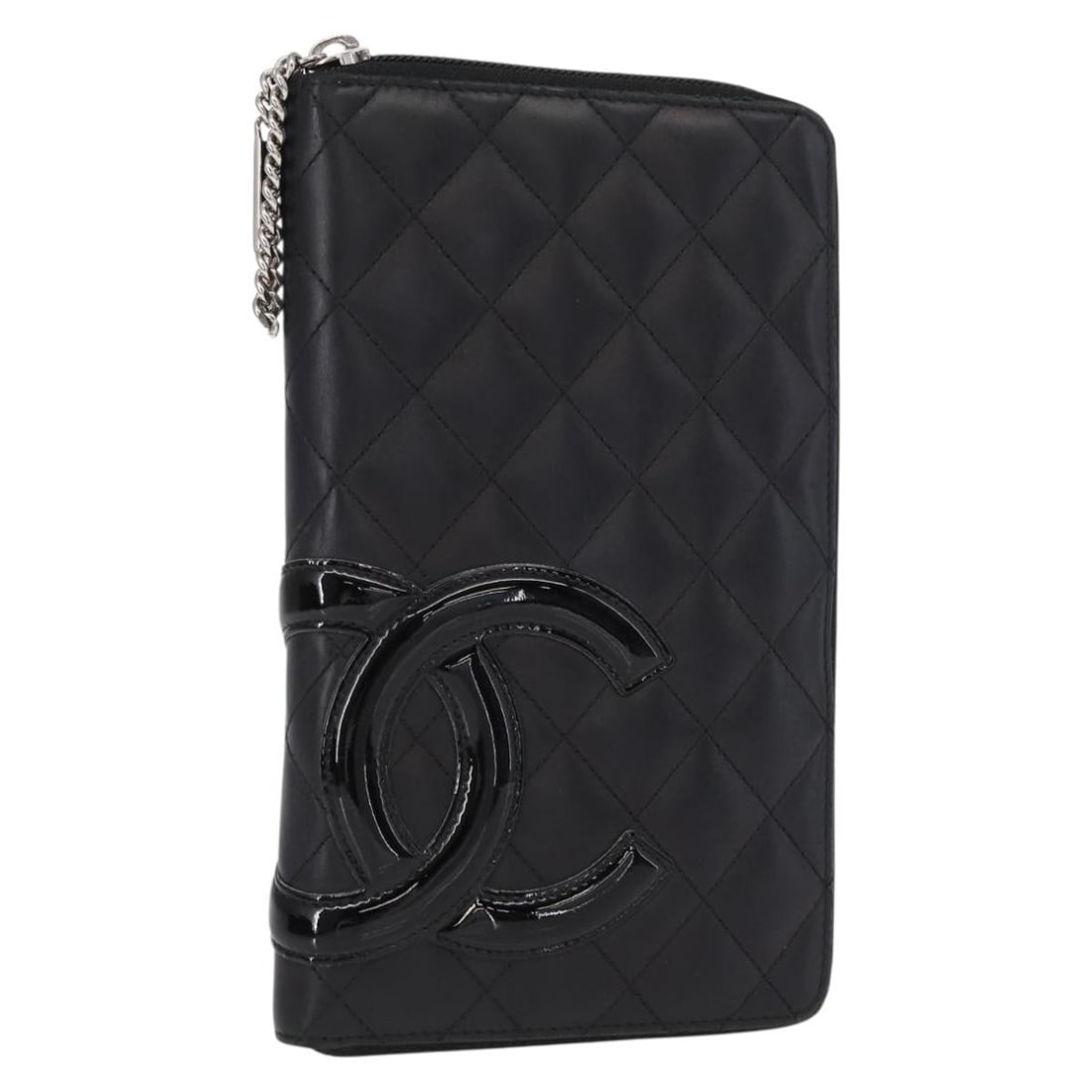 Black Leather Cambon Long Wallet by Chanel with Silver CC Logo (1 of 18)