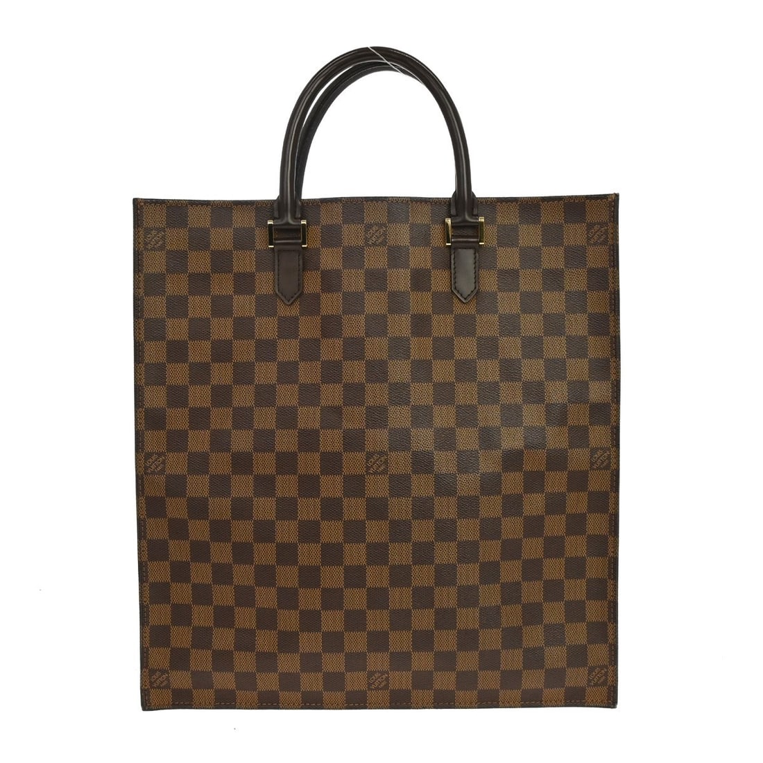 Louis Vuitton Sac Plat Damier Canvas Tote Bag N51140: Louis Vuitton Sac Plat Damier Canvas Tote Bag N51140 This Louis Vuitton Sac Plat tote handbag features the signature Damier canvas leather exterior in brown, accented with the iconic logo. Designed in