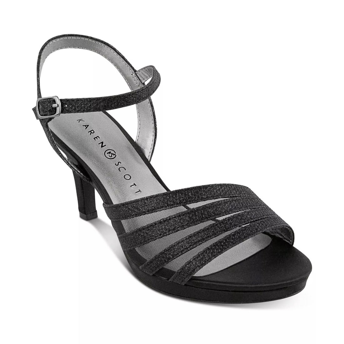 Karen Scott Darla Black Open Toe Kitten Heel Sandals 8.5: Karen Scott Darla Black Open Toe Kitten Heel Sandals 8.5 Elevate your spring and summer wardrobe with the stylish Karen Scott Darla Dress Sandal Heels. These black sandals feature a chic asymmetrical 