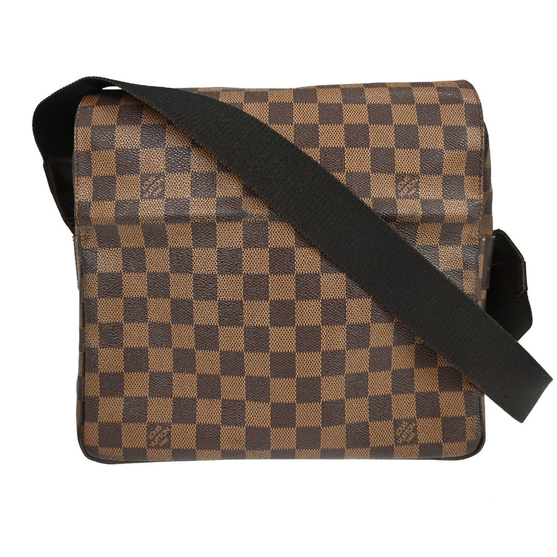 Louis Vuitton Naviglio Damier canvas shoulder bag: Louis Vuitton Naviglio Damier canvas shoulder bag This Louis Vuitton Damier Naviglio shoulder bag features the classic check pattern in brown canvas with logo accents. The medium-sized bag is designed