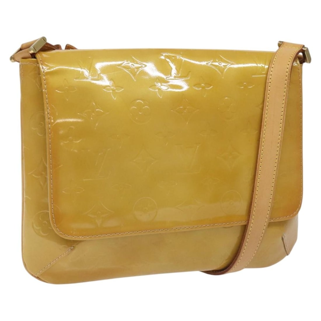 Louis Vuitton Monogram Vernis Thompson Street patent leather handbag: Louis Vuitton Monogram Vernis Thompson Street patent leather handbag This Louis Vuitton Thompson Street Handbag features the iconic Monogram Vernis design in beige patent leather. Crafted for women, t