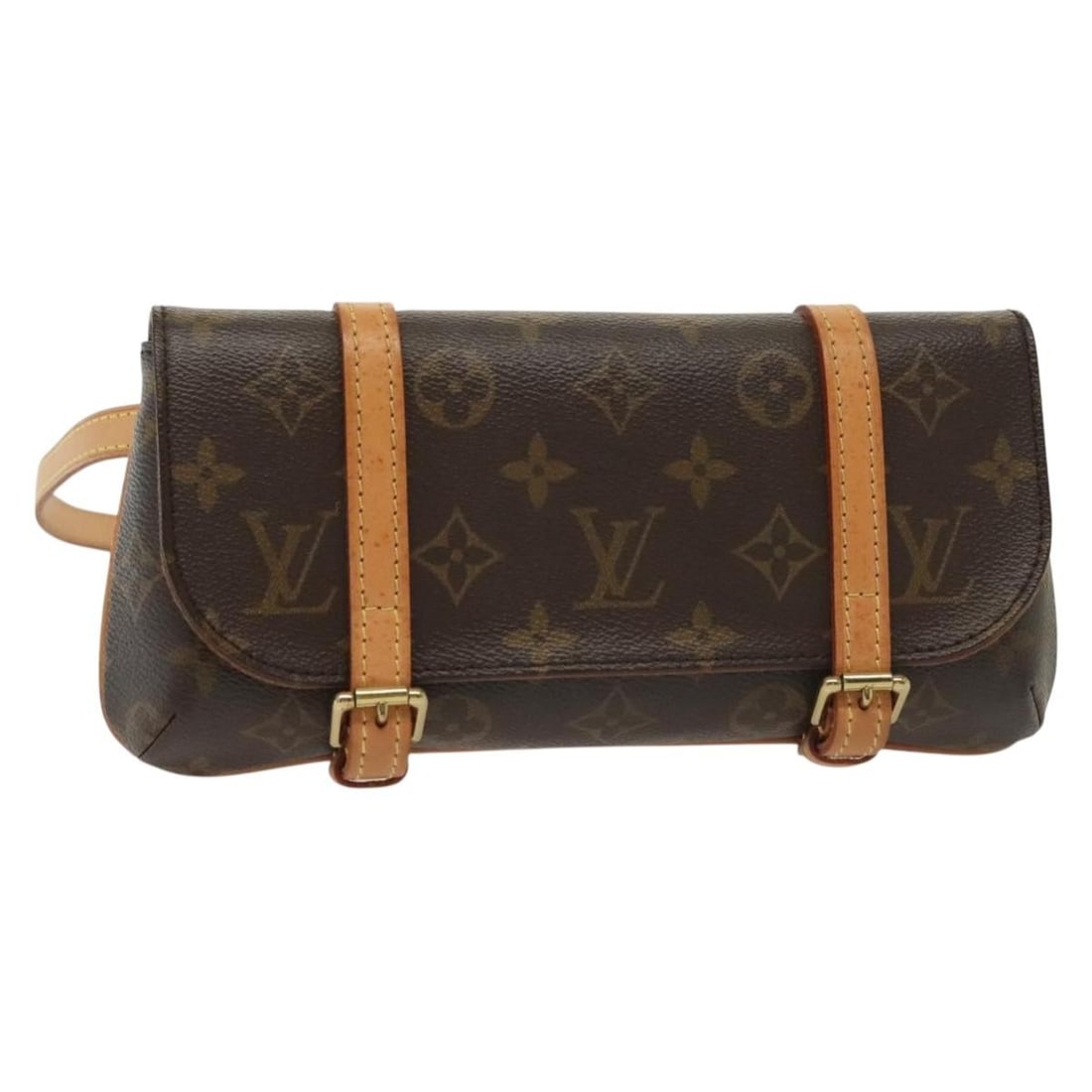 Marelle Waist Bag by Louis Vuitton in Monogram Canvas: Marelle Waist Bag by Louis Vuitton in Monogram Canvas This pre-owned Louis Vuitton Marelle Waist Bag in Monogram Canvas features a classic brown color and is designed for female use. The bag is crafte