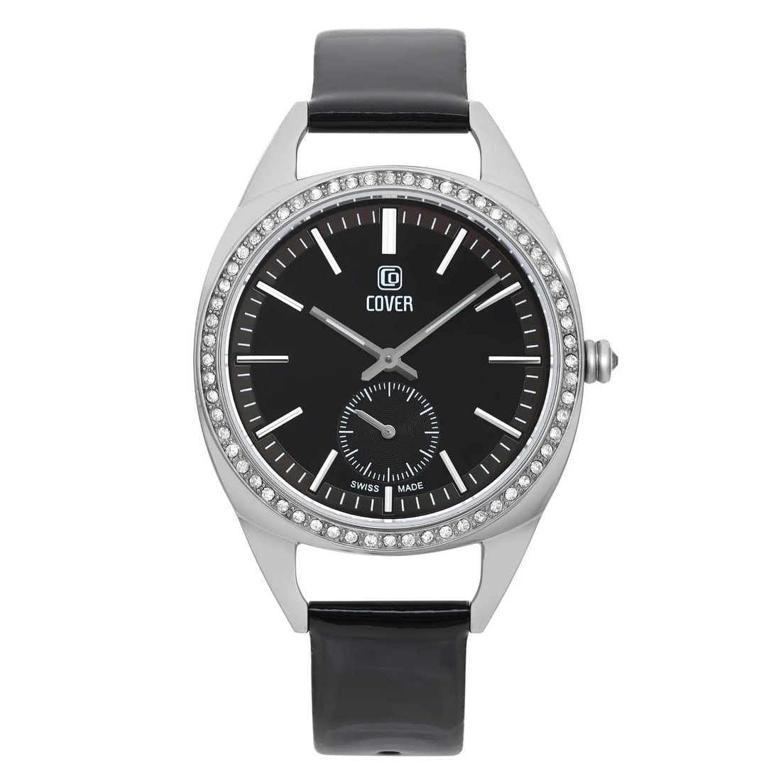 COVER 34mm Black Dial Quartz Ladies Watch with Gray Bezel: COVER 34mm Black Dial Quartz Ladies Watch with Gray Bezel This stylish COVER wristwatch combines function and elegance with its casual design, making it a perfect accessory for any outfit. Featuring a